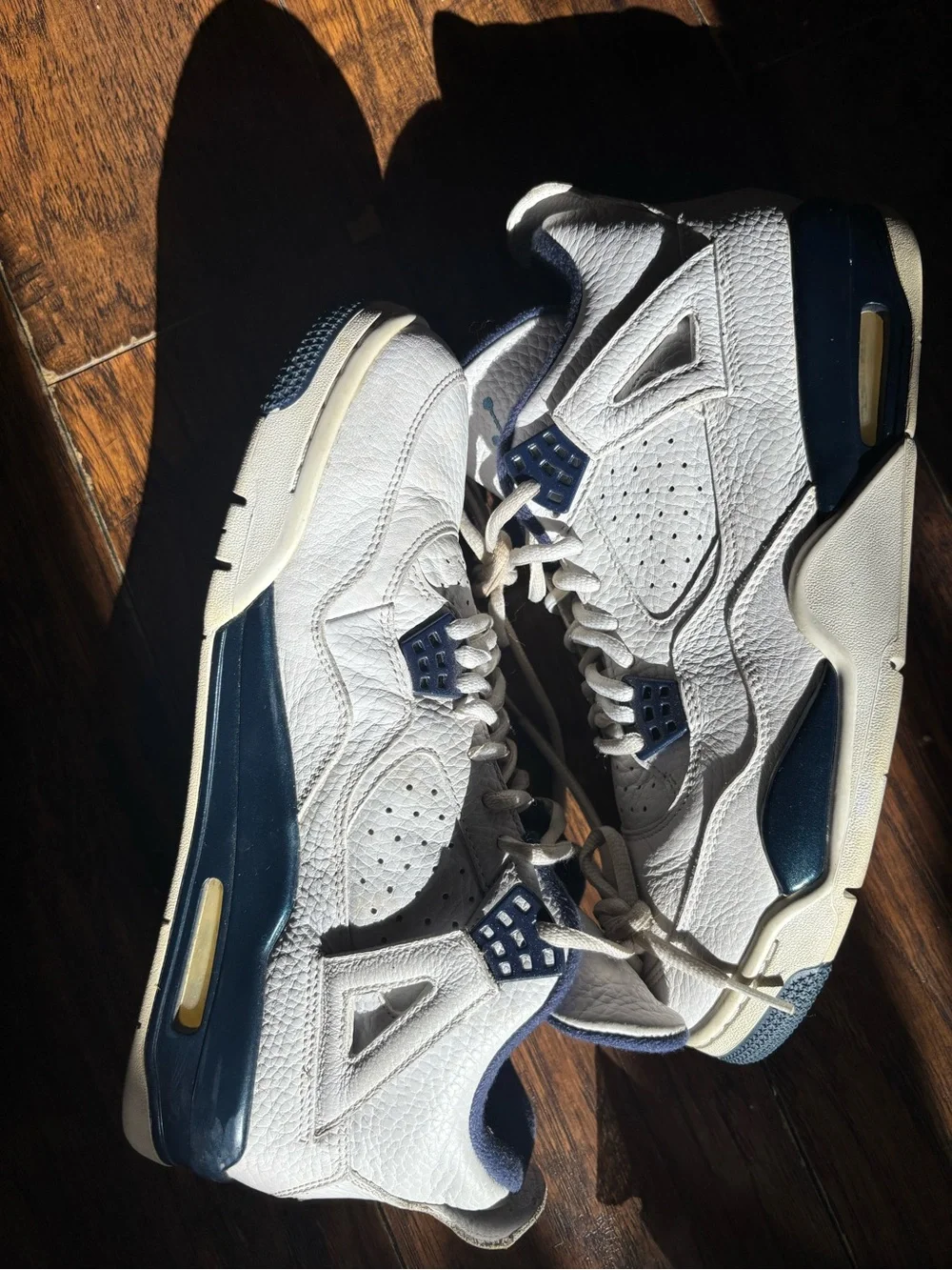 Retro Air Jordan 4 Colombian blue White and Navy Men's Athletic Sneakers